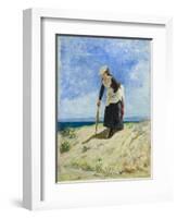 Woman on the beach, circa 1875-Giuseppe or Joseph de Nittis-Framed Giclee Print