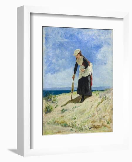 Woman on the beach, circa 1875-Giuseppe or Joseph de Nittis-Framed Giclee Print