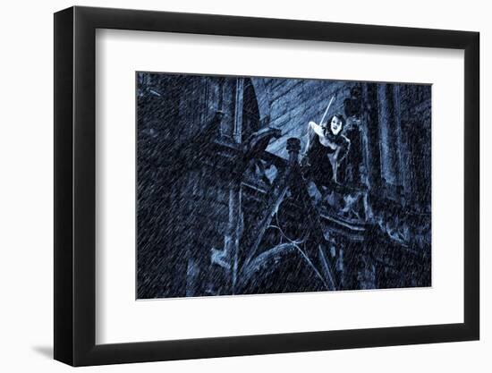 Woman on the Notre Dame De Paris Cathedral-Netfalls-Framed Photographic Print