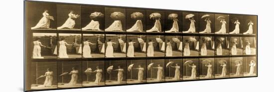 Woman Opening Umbrella from 'Animal Locomotion' Series, C.1887-Eadweard Muybridge-Mounted Giclee Print