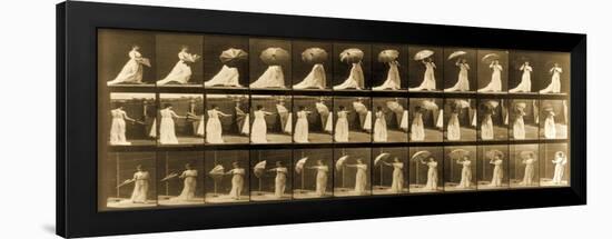 Woman Opening Umbrella from 'Animal Locomotion' Series, C.1887-Eadweard Muybridge-Framed Giclee Print