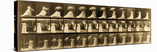 Woman Opening Umbrella from 'Animal Locomotion' Series, C.1887-Eadweard Muybridge-Stretched Canvas