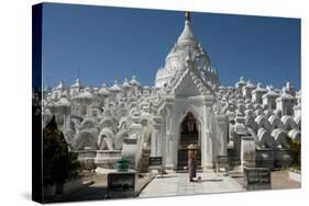 Woman Outside Hsinbyume (Or Myatheindan) Pagoda, Mingun, Myanmar (Burma)-Annie Owen-Stretched Canvas