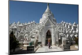 Woman Outside Hsinbyume (Or Myatheindan) Pagoda, Mingun, Myanmar (Burma)-Annie Owen-Mounted Photographic Print