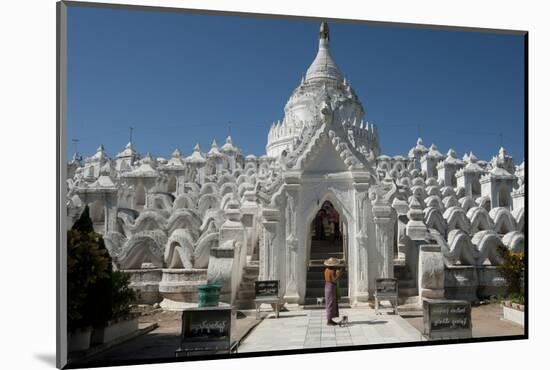 Woman Outside Hsinbyume (Or Myatheindan) Pagoda, Mingun, Myanmar (Burma)-Annie Owen-Mounted Photographic Print