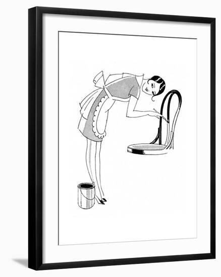Woman Painting a Chair-null-Framed Giclee Print