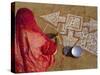 Woman Painting a Mandala Design on the Ground, Near Jodhpur, Rajasthan, India-Bruno Morandi-Stretched Canvas