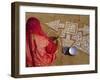 Woman Painting a Mandala Design on the Ground, Near Jodhpur, Rajasthan, India-Bruno Morandi-Framed Photographic Print