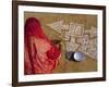 Woman Painting a Mandala Design on the Ground, Near Jodhpur, Rajasthan, India-Bruno Morandi-Framed Photographic Print