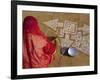 Woman Painting a Mandala Design on the Ground, Near Jodhpur, Rajasthan, India-Bruno Morandi-Framed Photographic Print