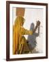 Woman Painting Design on a Wall in a Village Near Jaisalmer, Rajasthan State, India-Bruno Morandi-Framed Photographic Print