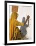 Woman Painting Design on a Wall in a Village Near Jaisalmer, Rajasthan State, India-Bruno Morandi-Framed Photographic Print