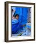 Woman Painting Her House, Jodhpur, Rajasthan, India-Bruno Morandi-Framed Photographic Print