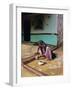 Woman Painting the Wall of a Village House, Tonk Region, Rajasthan, India-Bruno Morandi-Framed Photographic Print