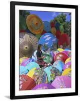 Woman Painting Umbrellas, Bo Sang Umbrella Village, Chiang Mai, Northern Thailand, Asia-Gavin Hellier-Framed Photographic Print