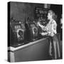 Woman Participating in WWII War Bond Rally in Gambling Casino-John Florea-Stretched Canvas