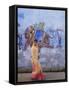 Woman Passing Mural, Bundi, Rajasthan, India-Ian Trower-Framed Stretched Canvas