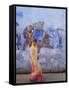 Woman Passing Mural, Bundi, Rajasthan, India-Ian Trower-Framed Stretched Canvas