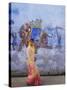 Woman Passing Mural, Bundi, Rajasthan, India-Ian Trower-Stretched Canvas