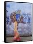 Woman Passing Mural, Bundi, Rajasthan, India-Ian Trower-Framed Stretched Canvas