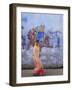 Woman Passing Mural, Bundi, Rajasthan, India-Ian Trower-Framed Photographic Print