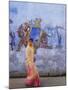 Woman Passing Mural, Bundi, Rajasthan, India-Ian Trower-Mounted Photographic Print