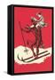 Woman Perched on Skiing Devil-null-Framed Stretched Canvas