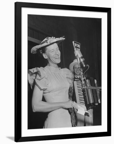 Woman Performing Onstage at the Grand Ole Opry-Ed Clark-Framed Photographic Print