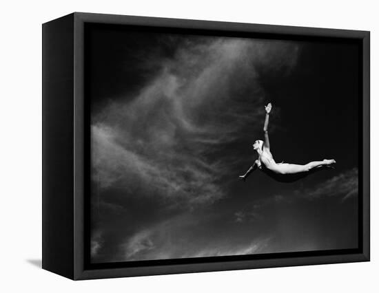 Woman Performing Swan Dive-Bettmann-Framed Stretched Canvas