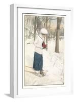 Woman Photographer in Snow-null-Framed Art Print