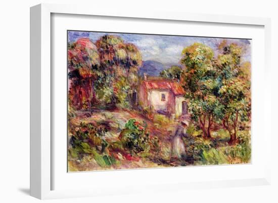 Woman Picking Flowers in the Garden of Les Colettes at Cagnes, 1912-Pierre-Auguste Renoir-Framed Giclee Print