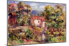 Woman Picking Flowers in the Garden of Les Colettes at Cagnes, 1912-Pierre-Auguste Renoir-Mounted Giclee Print