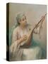 Woman Playing a Lute-Fausto Zonaro-Stretched Canvas