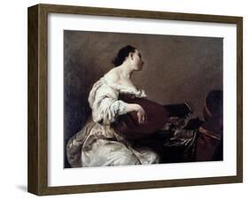 Woman Playing a Lute-Giuseppe Maria Crespi-Framed Giclee Print