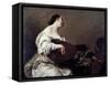 Woman Playing a Lute-Giuseppe Maria Crespi-Framed Stretched Canvas