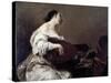 Woman Playing a Lute-Giuseppe Maria Crespi-Stretched Canvas