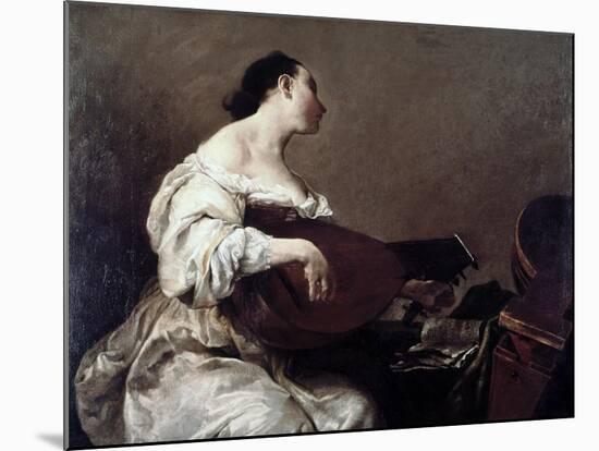 Woman Playing a Lute-Giuseppe Maria Crespi-Mounted Giclee Print