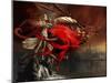 Woman Playing a Magical Violin to Call Out a Red Dragon-Stocktrek Images-Mounted Art Print