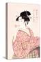 Woman Playing a Poppin-Kitagawa Utamaro-Stretched Canvas