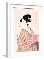 Woman Playing a Poppin-Kitagawa Utamaro-Framed Art Print