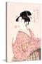 Woman Playing a Poppin-Kitagawa Utamaro-Stretched Canvas