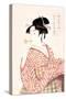 Woman Playing a Poppin-Kitagawa Utamaro-Stretched Canvas