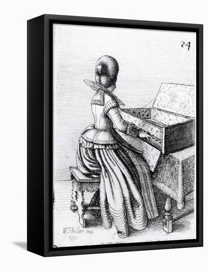 Woman Playing at a Keyboard, 1635-Wenceslaus Hollar-Framed Stretched Canvas