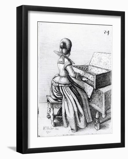 Woman Playing at a Keyboard, 1635-Wenceslaus Hollar-Framed Giclee Print