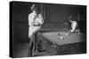 Woman Playing Billiards Photograph-Lantern Press-Stretched Canvas