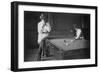 Woman Playing Billiards Photograph-Lantern Press-Framed Art Print