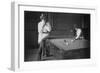 Woman Playing Billiards Photograph-Lantern Press-Framed Art Print