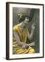 Woman Playing Harp-null-Framed Art Print