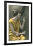 Woman Playing Harp-null-Framed Art Print