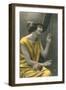 Woman Playing Harp-null-Framed Art Print